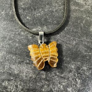 Tigers Eye Stone Butterfly Necklace